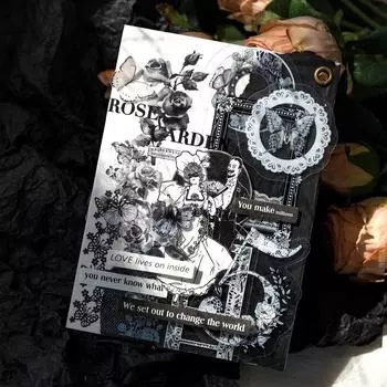 30 шт./упак. ПЭТ кружевные наклейки пакет белые и черные тематические наклейки для украшения дневника для скрапбукинга