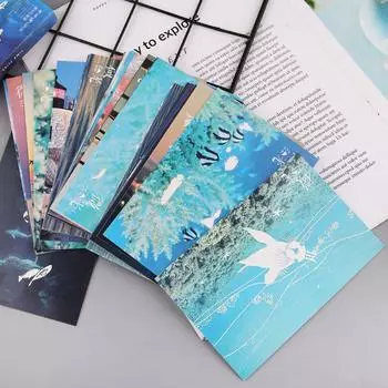 30 шт. Винтажная светящаяся открытка, светящаяся в темноте, поздравительная открытка с изображением океана, рождественские поздравительные открытки, подарок