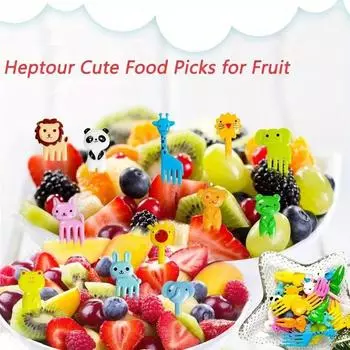 30 шт. вилок для еды в виде животных, многоразовые милые и забавные зубочистки для фруктов и мультяшных животных, вилки для фруктового салата, аксессуары для коробок для бэнто