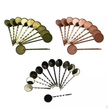 30 шт., винтажные латунные заколки для волос с 18-миллиметровым ободом из кабошона, лоток для установки DIY Craft