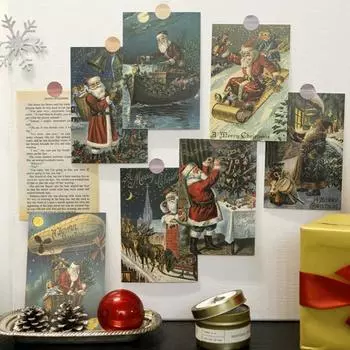 30 шт. винтажные рождественские поздравительные открытки с различными праздничными элементами Рождественская открытка без пометок на спине ретро рождественские открытки подарок 30PCS