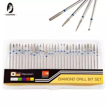 30 шт. вращающееся алмазное сверло для ногтей, фреза для очистки кутикулы, сверло для электромашинного маникюра