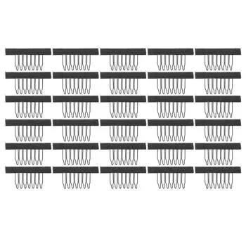 30 шт. зажимы для париков из нержавеющей стали с 7 зубцами зажимы для париков для накладных волос аксессуары для париков черные чёрный