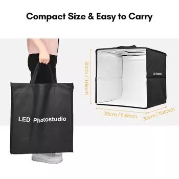 30 см/11,8 дюйма складная светодиодная палатка портативный настольный световой короб для фотостудии 128 шт. светодиодные бусины чёрный