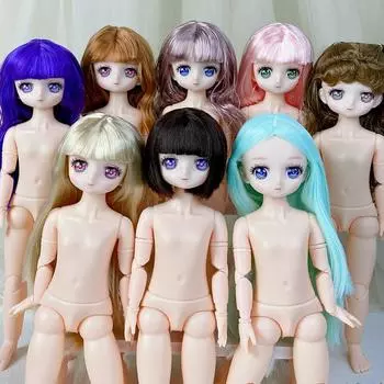 30 см 23-составная кукла для девочек, обнаженные части тела, куклы с волосами, детские игрушки, кукла для девочек Head+Body