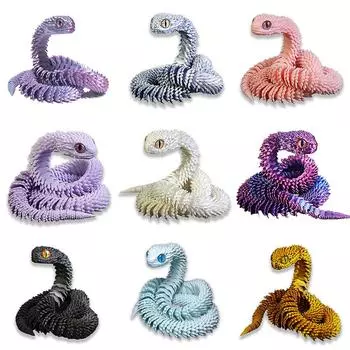 30 см 3D-печатная модель змеи, настольное украшение в виде змеи, крутая многосочлененная модель для аквариума, украшение для дома A14