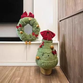 30 см бант из желе для кошек на рождественскую елку, плюшевая кукла, 20 см венок, рождественские украшения, игрушка для кошек, плюшевая подушка, подарок, украшение для дома