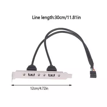 30 см черный 2 порта USB 2.0 материнская плата задняя панель кронштейн расширения для Idc 9 Pin материнская плата USB кабель хост-адаптер
