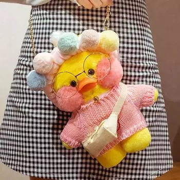 30 см Duc-k Plush Duc-k Плюшевая сумка на плечо Женская гиалуроновая одежда ОчкиDuc-k Toys