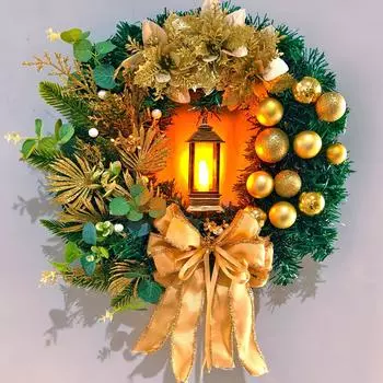 30 см Grinalda de Natal с фонарем на воротах для фронта, с большой дугой, орнаментом в сезонном декоре, для натального параде d 30cm золотой