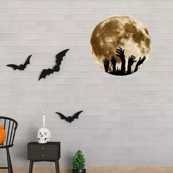 30 см Хэллоуин светящаяся Луна настенная наклейка светится в темноте флуоресцентная наклейка на окно ужас призрак реквизит украшение