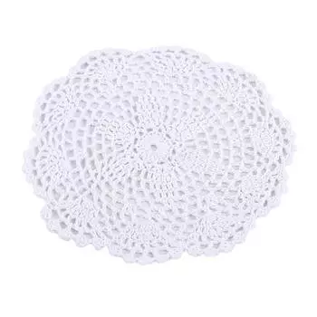 30 см круглая хлопчатобумажная салфетка ручной работы крючком с цветочным кружевом, подставка для столовых приборов, коврик для стола One size красный