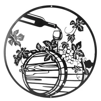 30 см круглый настенный декор бутылка вина виноградный лист скульптура железное искусство полое украшение для домашнего бара Resta
