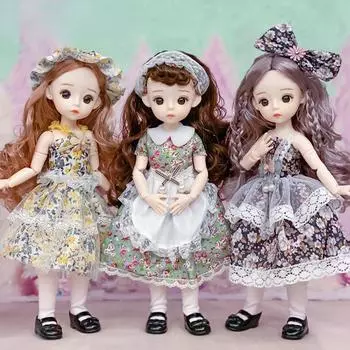 30 см мини подвижная 23 шарнирная кукла игрушка для девочек 3D большие глаза BJD принцесса полная одежда коллекция платьев детская кукла подарок B:clothes and doll