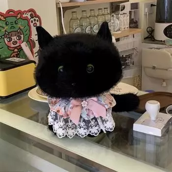 30 см Мягкая черная кошка, нагрудник, плюшевая кукла, мультяшная плюшевая кошка, плюшевые игрушки для умиротворения ребенка, подарок на День святого Валентина для девочки 30cm