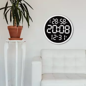 30 см настенные часы с подсветкой, многофункциональные декоративные цифровые часы с дистанционным управлением с 3. кабель чёрный