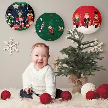 30 СМ Рождественский Бумажный Фонарь Мультяшная Фигурка Складной Ручной Работы DIY Легкий Праздник Празднование Рождественской Вечеринки Украшения Висячий Круглый Фонарь зелёный