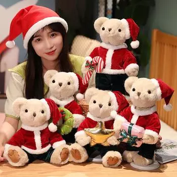 30 см Рождественский подарок шарнирный медведь плюшевые куклы с подарочным шарниром может двигаться медведь плюшевые игрушки для мальчиков и девочек рождественские подарки about 30cm