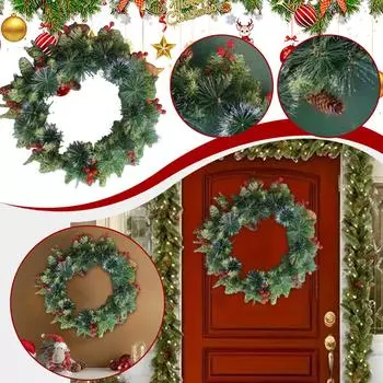 30 см рождественский венок искусственный завод ротанговая гирлянда декор для дома на 2025 год подвесная рождественская крыса B1C6 30cm-1pcs