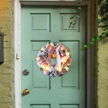 30 см Рождественский венок, шары для входной двери, украшение на стену розовый