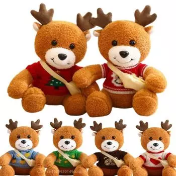 30 см рождественское платье олень плюшевая кукла забавный креативный мягкий свитер рюкзак олень плюшевая игрушка для мальчиков и девочек рождественский подарок about 30cm