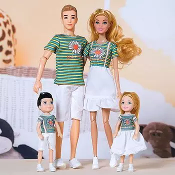 30 см семейная кукла 1/6 игрушка кукла подвижное тело мама папа Кен и дети 4 куклы набор для детей образование подарок на день рождения