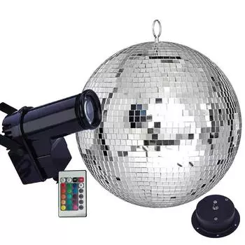 30 см зеркальный диско-шар серебристый подвесной шар с 10 Вт RGB узкий луч прожектор светодиодный диско-шар свет сценический луч прожектор AC220V-240V