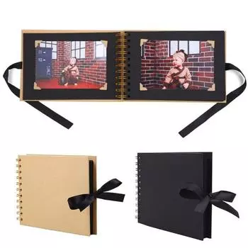 30 страниц DIY лента с бантом записки крафт-бумага фотоальбом книга памяти жёлтый