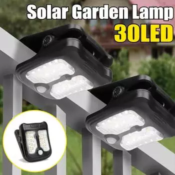 30 светодиодных солнечных уличных светильников для сада, водонепроницаемый датчик движения, перезаряжаемый светильник для кемпинга, декор стен на открытом воздухе 1Pc