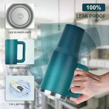 30 унций 40 унций термос из нержавеющей стали большой изолированный стакан с ручкой соломинка портативный спортивный чайник дорожный автомобильный стакан со льдом 30OZ красный