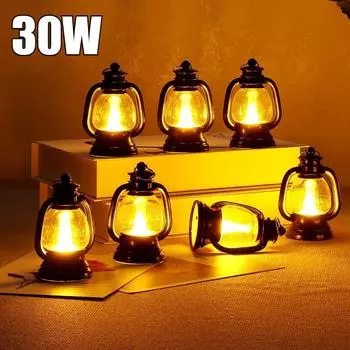 30 Вт 12 шт. Мини светодиодные фонарики-свечи, портативные винтажные чайные свечи, светодиодные светильники, деревенские мерцающие свечи-лампы для декора вечеринки по случаю дня рождения black-1PCS