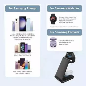 30 Вт 3 в 1 беспроводное зарядное устройство для путешествий для Samsung Galaxy S23 S22 Watch 6 pro/5/4/3 Active 1 2 Buds 2 Pro Plus станция быстрой зарядки