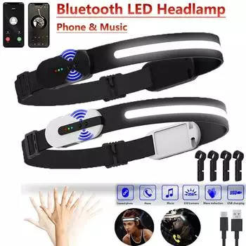 30 Вт Bluetooth светодиодный индукционный налобный фонарь портативный датчик COB фонарик USB перезаряжаемый водонепроницаемый налобный фонарь походный светильник black-30W