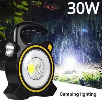 30 Вт фонарик, практичный дизайн с солнечной панелью, водонепроницаемый водостойкий фонарик COB, светодиодный рабочий свет, принадлежности для кемпинга T-915-Battery