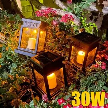 30 Вт Солнечный фонарь-свеча, светильники в стиле ретро-дворца, подвесные декоративные лампы-свечи, водонепроницаемый садовый уличный подвесной солнечный светильник 1pcs