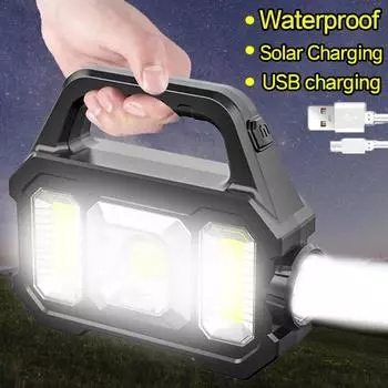 30 Вт солнечный перезаряжаемый фонарик, масштабируемый водонепроницаемый светодиодный фонарик COB, яркий портативный мощный фонарь для кемпинга LED-10W
