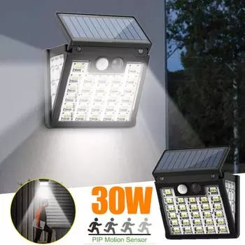 30 Вт светодиодная солнечная лампа с 3-мя сторонами, светящаяся с датчиком движения, индукционная для двора, лестницы, стены, водонепроницаемая, наружная, солнечная, уличное освещение 10W