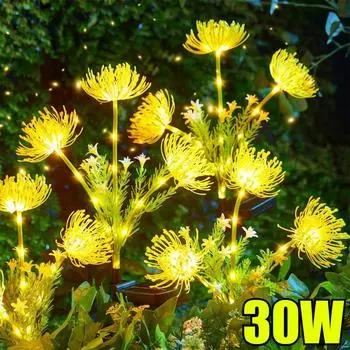 30 Вт светодиодные солнечные цветочные светильники светящиеся цветы лампы стебли наружные солнечные садовые светильники водонепроницаемые для наружного двора патио украшения дома yellow
