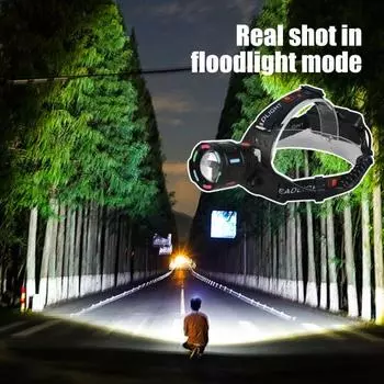 30 Вт светодиодный USB-перезаряжаемый налобный фонарь 1200 люмен, супер яркий, 4 режима, регулируемый, водонепроницаемый, легкий, для ночной рыбалки и бега A