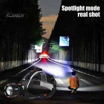 30 Вт светодиодный USB-перезаряжаемый налобный фонарь 1200 люмен, супер яркий, 4 режима, регулируемый, водонепроницаемый, легкий, для ночной рыбалки и бега A