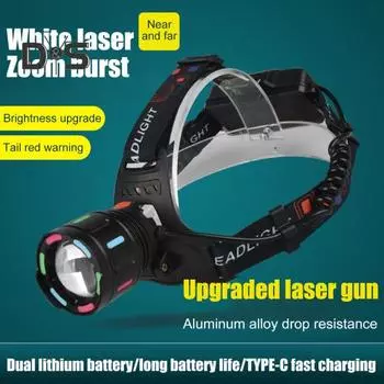 30 Вт светодиодный USB-перезаряжаемый налобный фонарь 1200 люмен, супер яркий, 4 режима, регулируемый, водонепроницаемый, легкий, для ночной рыбалки и бега A