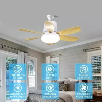 30 Вт вентилятор с розеткой E27 электрический потолочный вентилятор со светодиодной подсветкой и пультом дистанционного управления 3 цвета 3 скорости бесшумный для домашнего освещения кухни 85-265V