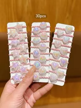 30 Высокоэластичные Резинки для Волос на Большой Палец, Маленькие, Милые Завязки для Головы Size fits all