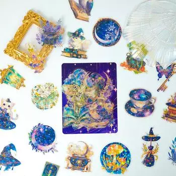30 водонепроницаемых наклеек Magic Potion Series для домашних животных Magic Cat Laser Bronzing Diy Decorative Handbook Material Stickers