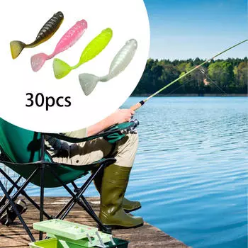 30 волновых рыболовных приманок с червями, портативные качающиеся для судака на озере Мандарин