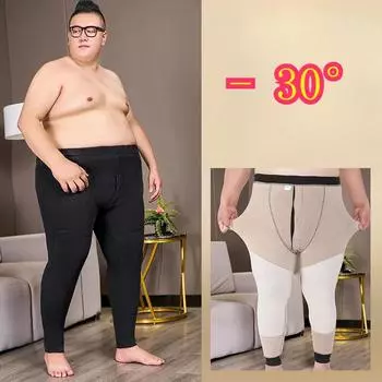 -30° Зимние мужские теплые брюки Plus Fat Plus Size Loose Plus Velvet Thick Fat Cotton Pants High Talys для мужчин 7XL чёрный