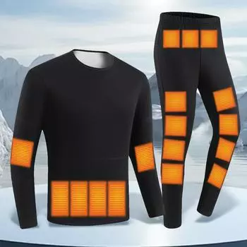 30 зон нагрева электрическое нижнее белье с подогревом USB зимнее спортивное нижнее белье с электроподогревом одежда для женщин и мужчин M чёрный