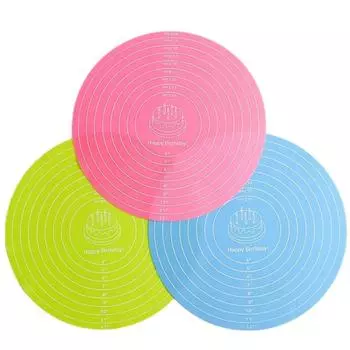 30cm Round Cake Baking Mat Silicone Cake Turntable Non-slip Mat With Scale High Temperature Resistant Kitchen Accessories розовый