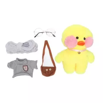 30cm Stuffed Yellow Duck Doll Cute Clothes Bag Glasses Soft Touching Cartoon Animal Toy Type 3