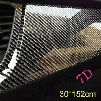 30cmX152cm/12 X 60 7D Carbon Fiber Sticker Glossy Automobile Styling Auto Decals Sheet UV Water Dirt Resistant Car Accessories чёрный